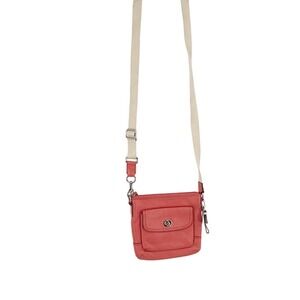 Coach Park Swingpack Pebbled Leather Crossbody Bag Coral Pink Front Pocket Small